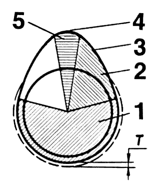 Рис. 1. Профиль кулачка: 1 - сектор отдыха; 2 - сектор ускорения; 3 - боковая поверхность; 4 - верш