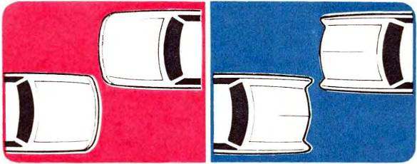 Рис. 1. Благоприятные (слева) в отношении безопасности и неблагоприятные (справа) контуры автомобил